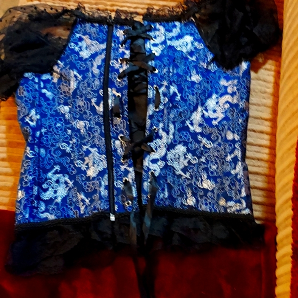 NWOT-XL Corset black + blue